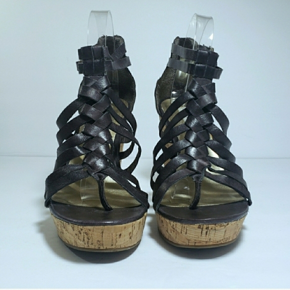 Steve Madden Leather Gladiator Wedge Heel Platform Sandals - Picture 2 of 7